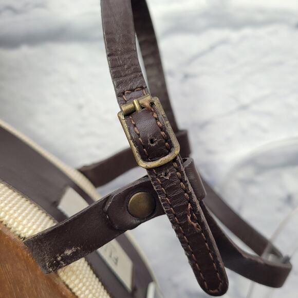 Furla Brown Leather Braided Slingback Studded Platform Sandals size 38 - Picture 16 of 16